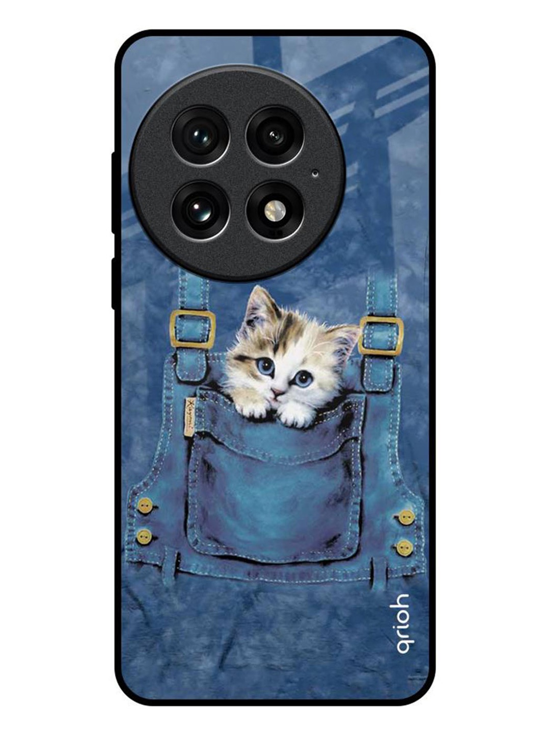 

QRIOH Kitty In Pocket OnePlus 13 Impact Resistant Back Case, Blue