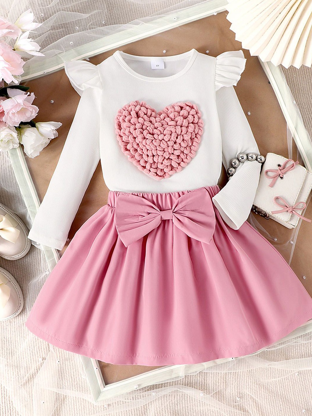 

Xsole Girls Fit & Flare Ruffles & Bow Detail Dress, White