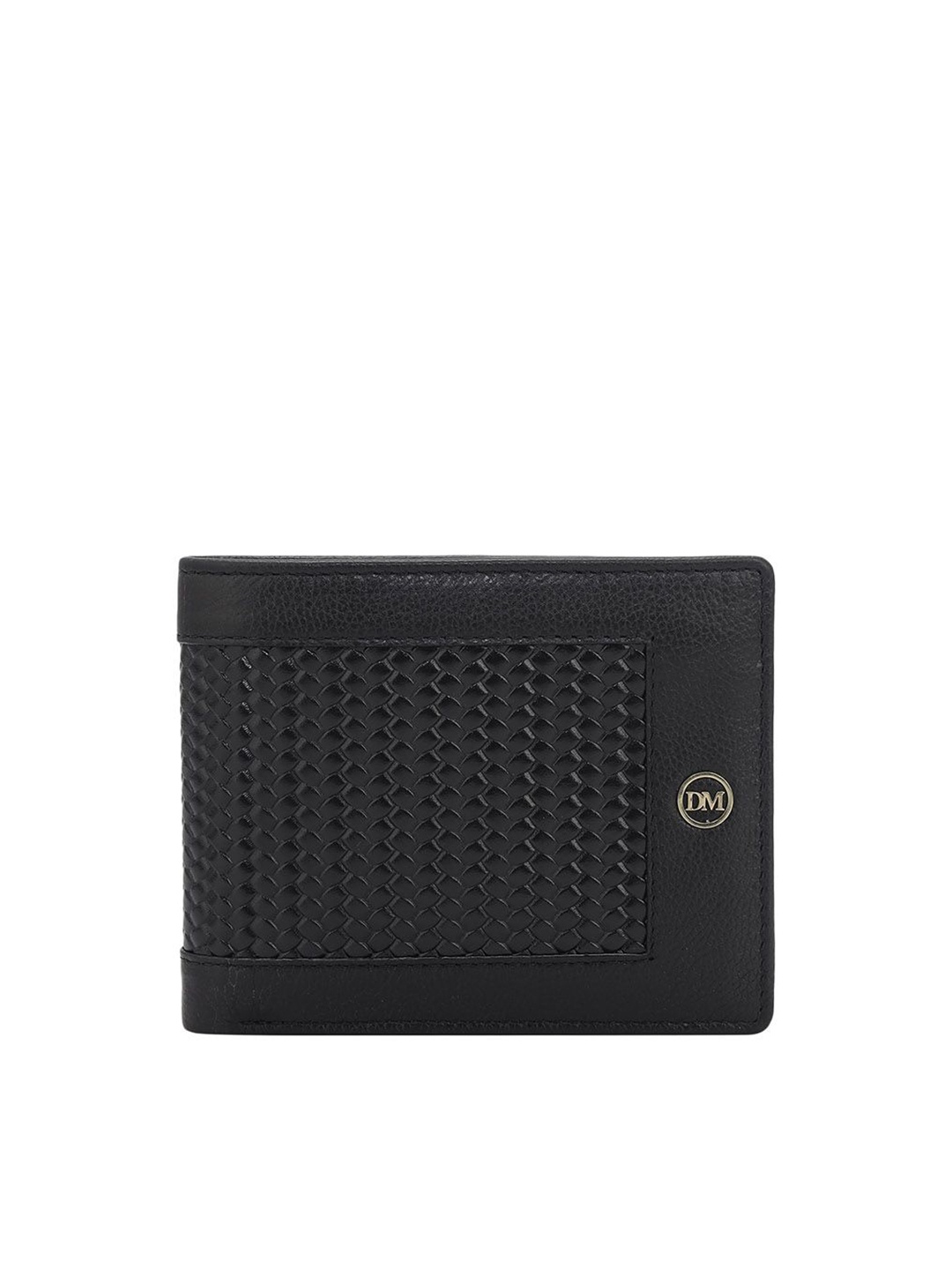 

Da Milano Men Leather Brand Logo RFID Two Fold Wallet, Black