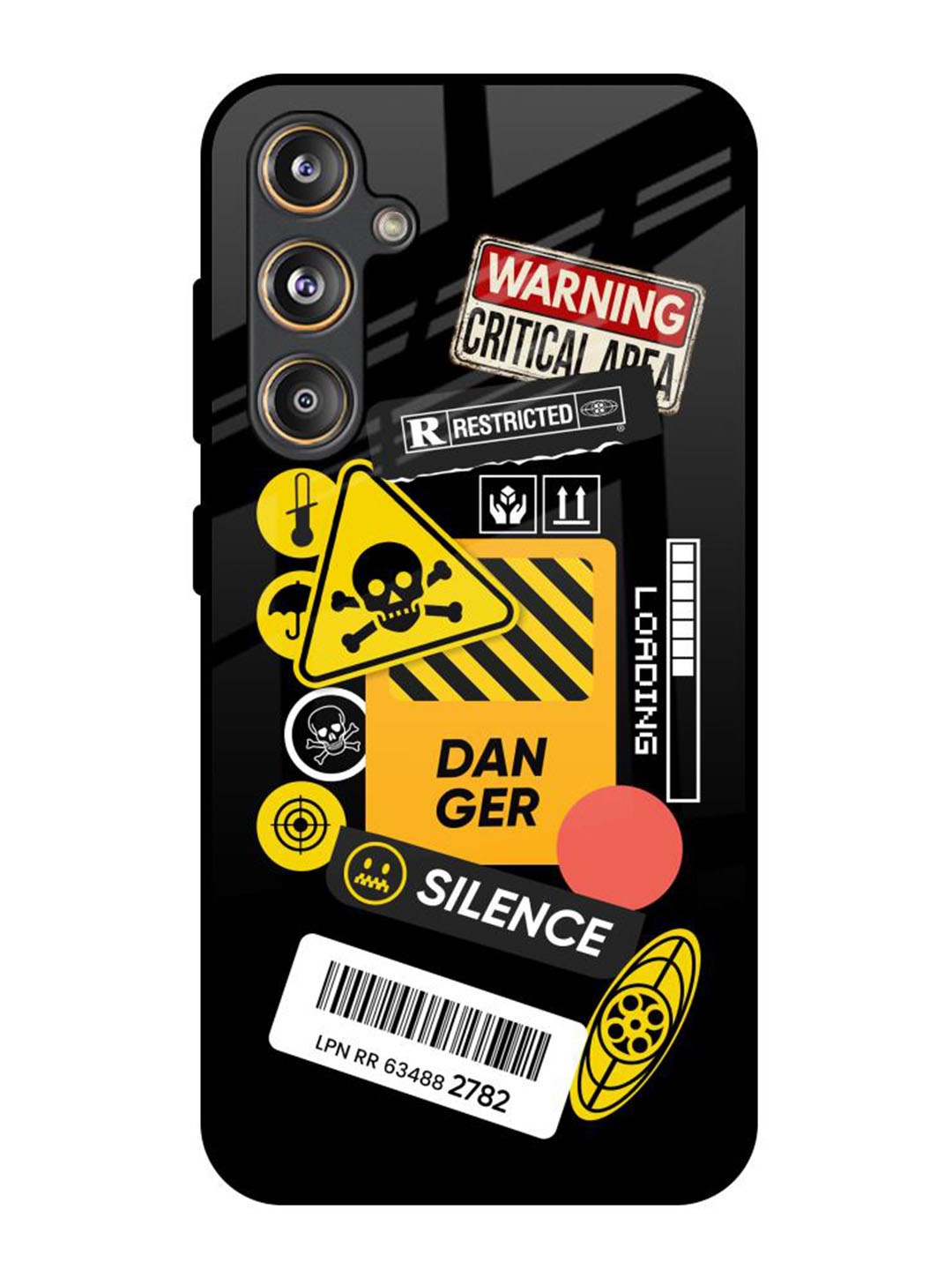 

QRIOH Danger Signs Samsung Galaxy F55 5G Impact Resistant Back Case, Black