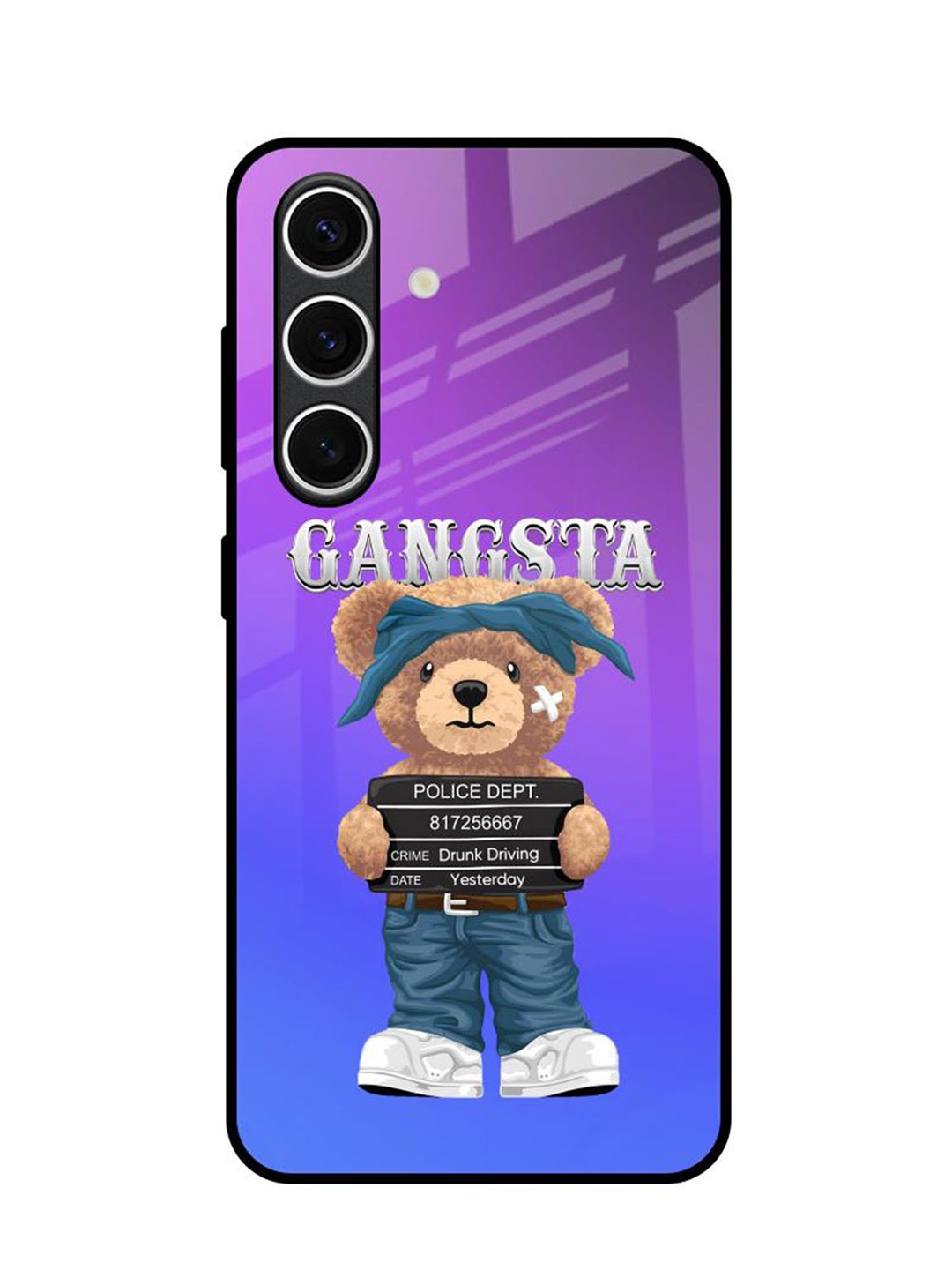 

QRIOH Gangsta Bear Samsung Galaxy S24 FE 5G Impact Resistant Back Case, Blue