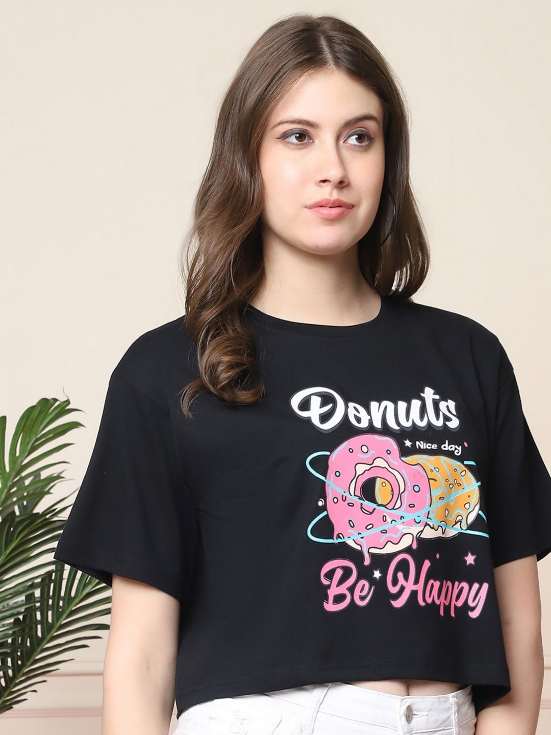 

Dreambe Women Typography Printed T-shirt, Black