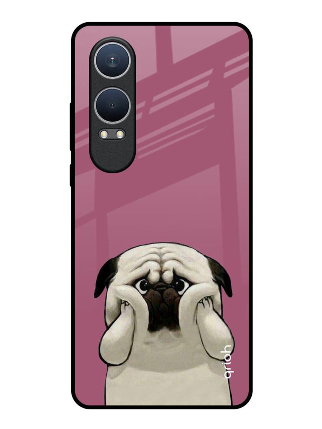 

QRIOH Funny Pug Face OnePlus Nord CE4 Lite 5G Impact Resistant Back Case, Pink