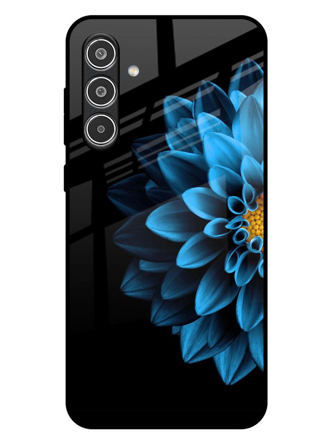 

QRIOH Half Blue Flower Real Samsung Galaxy A56 5G Impact Resistant Back Case, Black