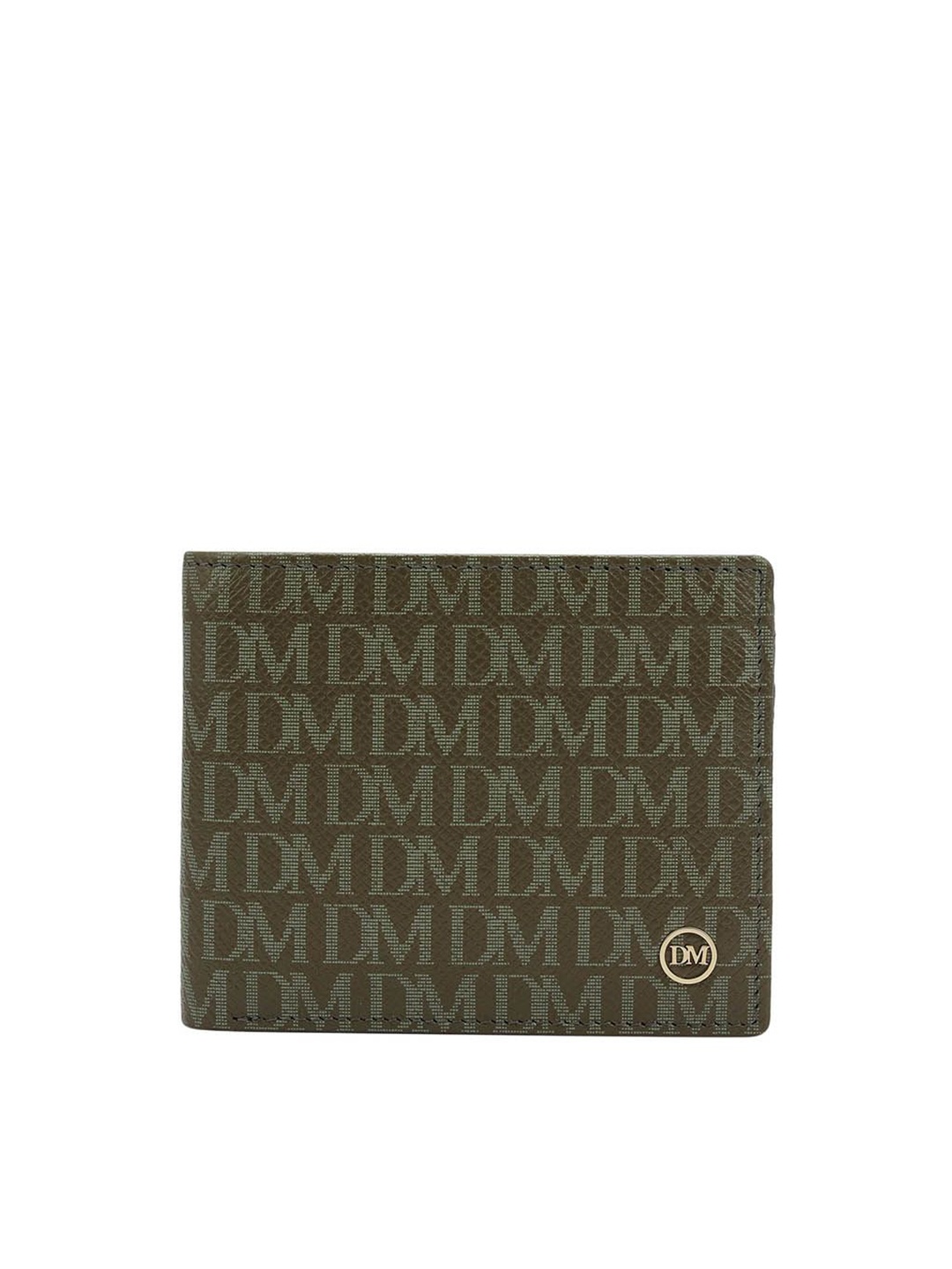 

Da Milano Men Typography Printed Leather Two Fold Wallet, Green