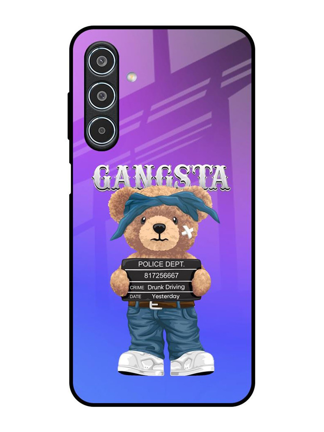 

QRIOH Gangsta Bear Samsung Galaxy M35 5G Impact Resistant Back Case, Purple