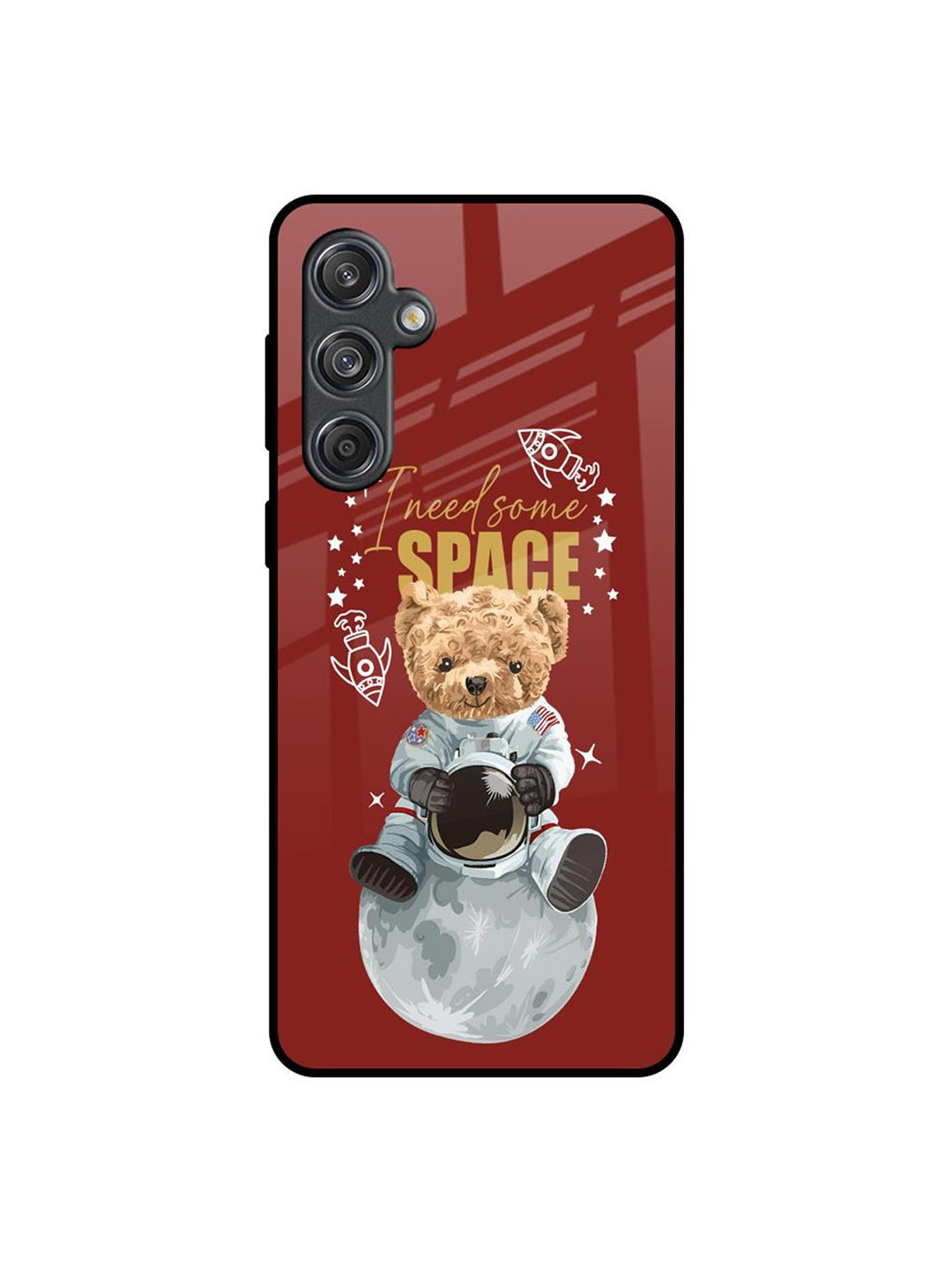 

QRIOH Astronaut Bear Samsung Galaxy M55 5G Impact Resistant Back Case, Maroon