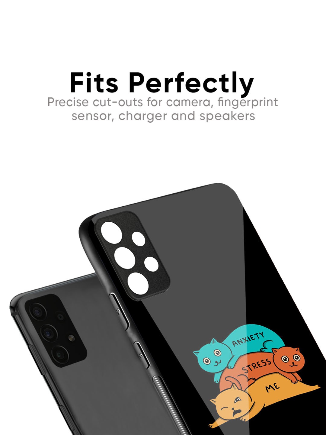 

QRIOH Anxiety Stress Real Samsung Galaxy M55 5G Impact Resistant Back Case, Black