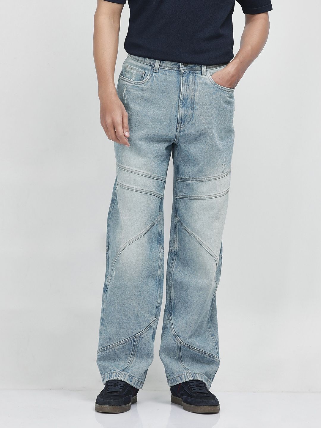 

RARE RABBIT Men Comfort Heavy Fade Stretchable Jeans, Blue