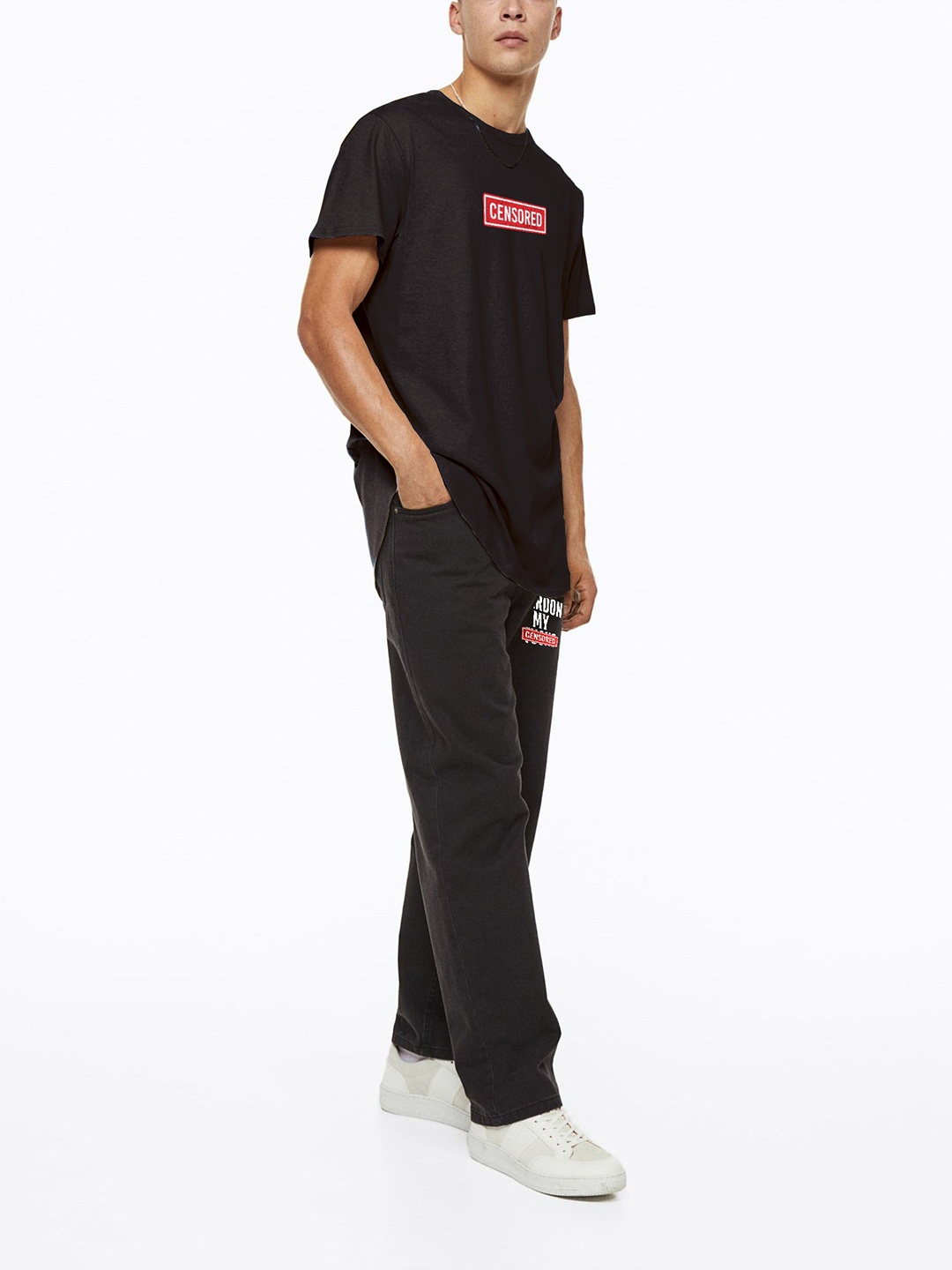 

TheBTclub Unisex Round Neck T-Shirt With Joggers Co-Ords, Black