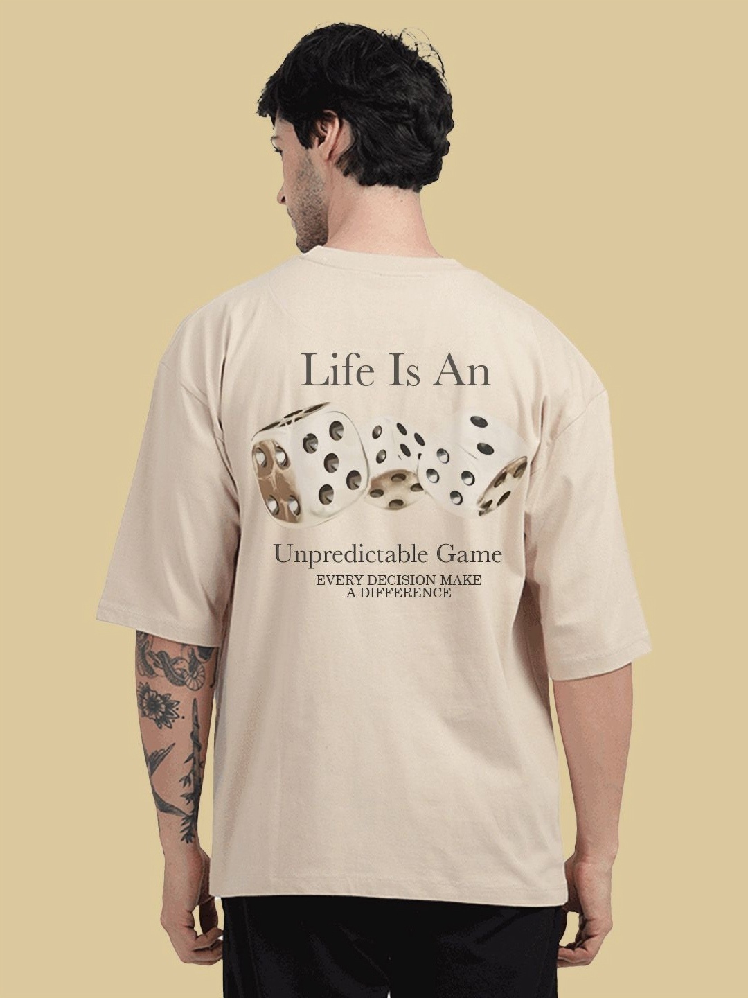

BDSQUARE Men Printed Applique T-shirt, Beige