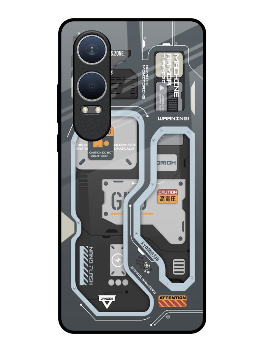 

QRIOH Retro Futuristic OnePlus Nord CE4 Lite 5G Impact Resistant Back Case, Black