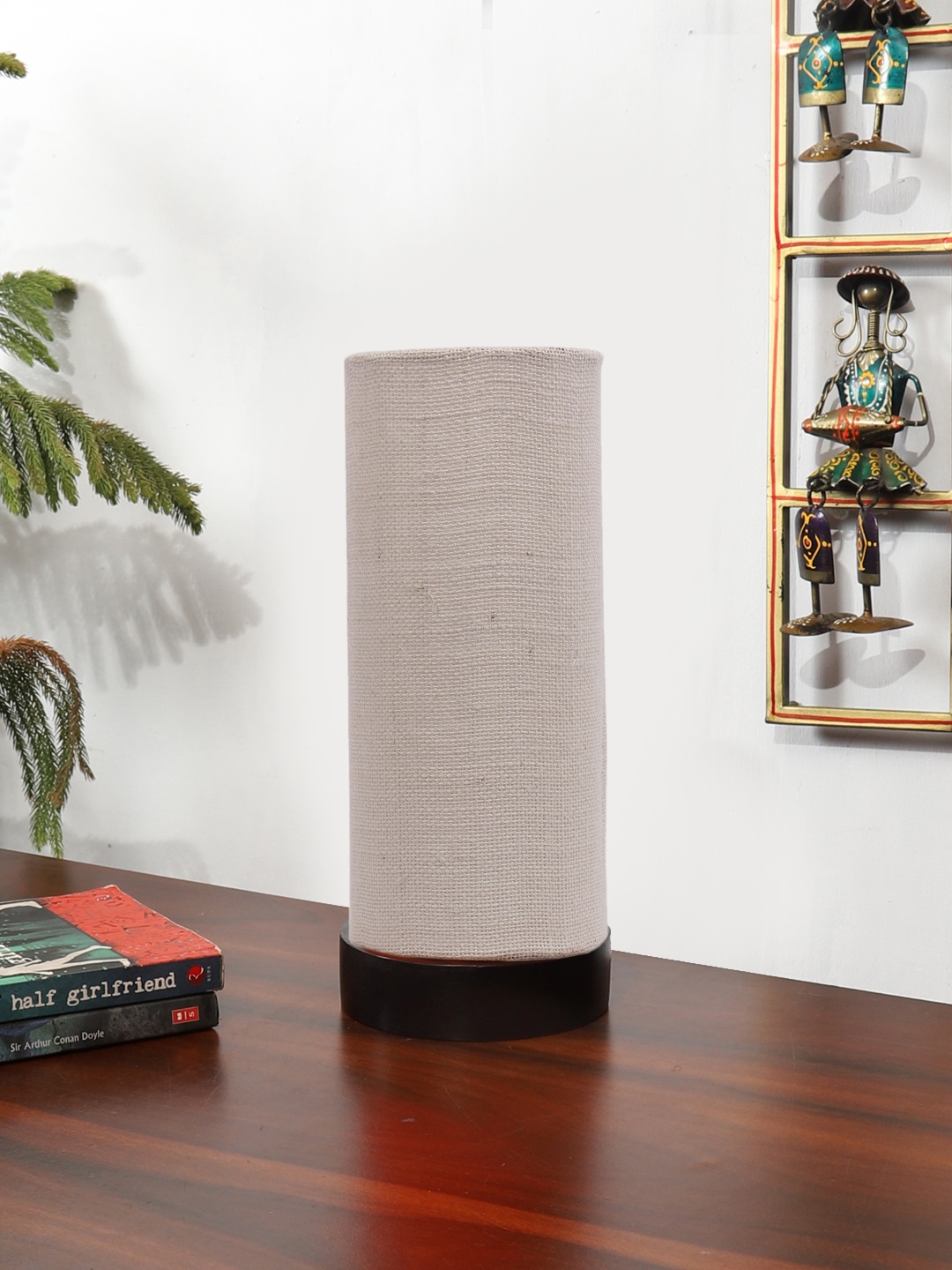 

Devansh White Textured Wooden Cylindrical Shaped Table Lamp