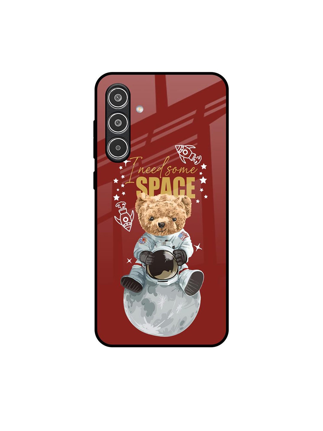 

QRIOH Astronaut Bear Samsung Galaxy A56 5G Impact Resistant Back Case, Red