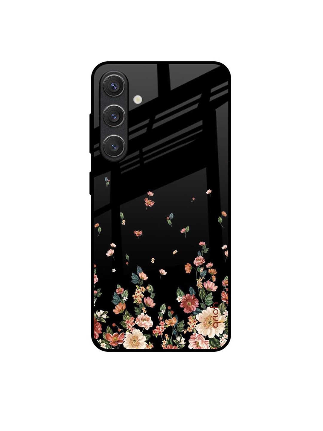 

QRIOH Floating Floral Print Samsung Galaxy S25 Plus 5G Impact Resistant Back Case, Black