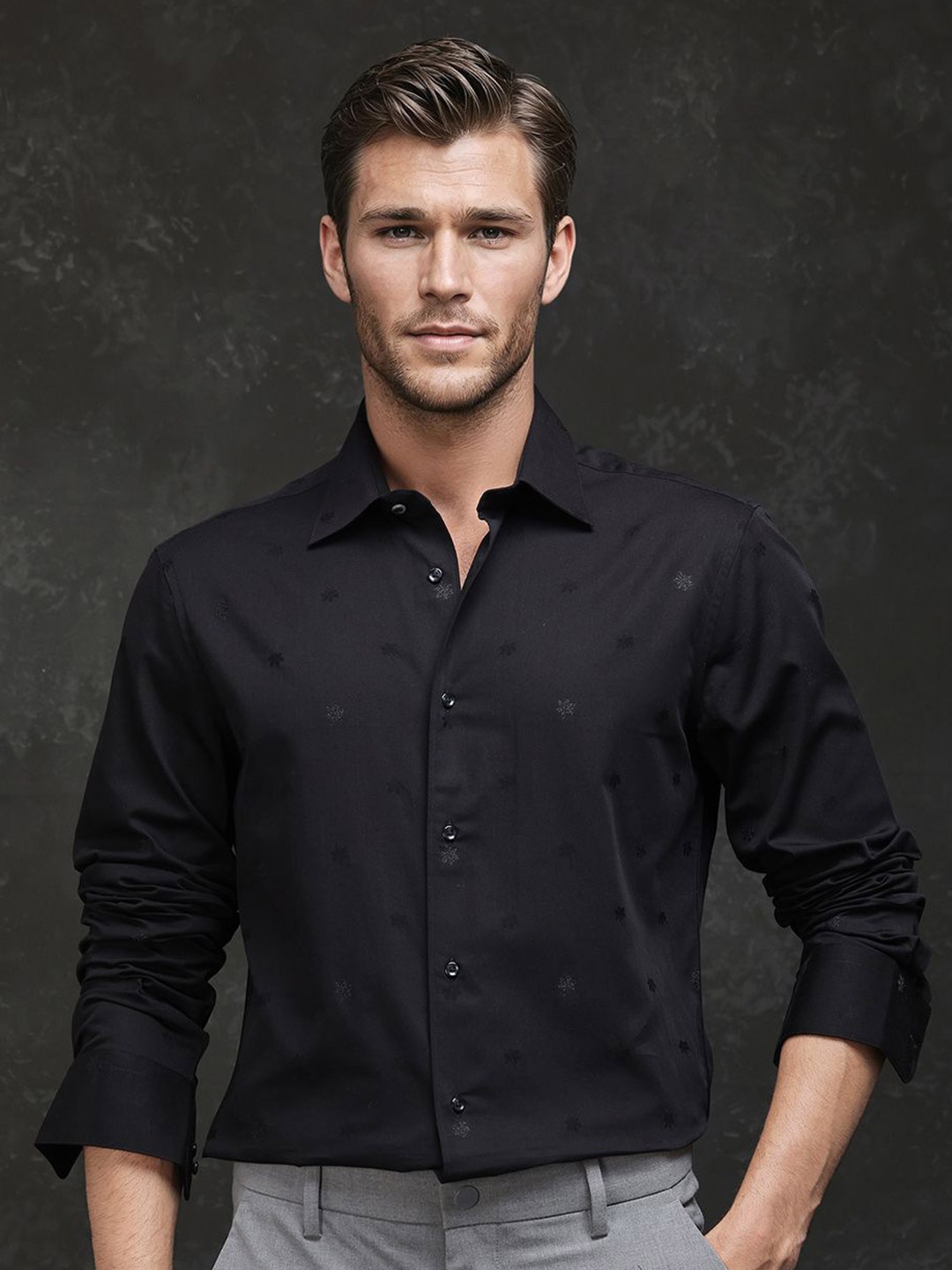 

RARE RABBIT Men Comfort Opaque Party Shirt, Black