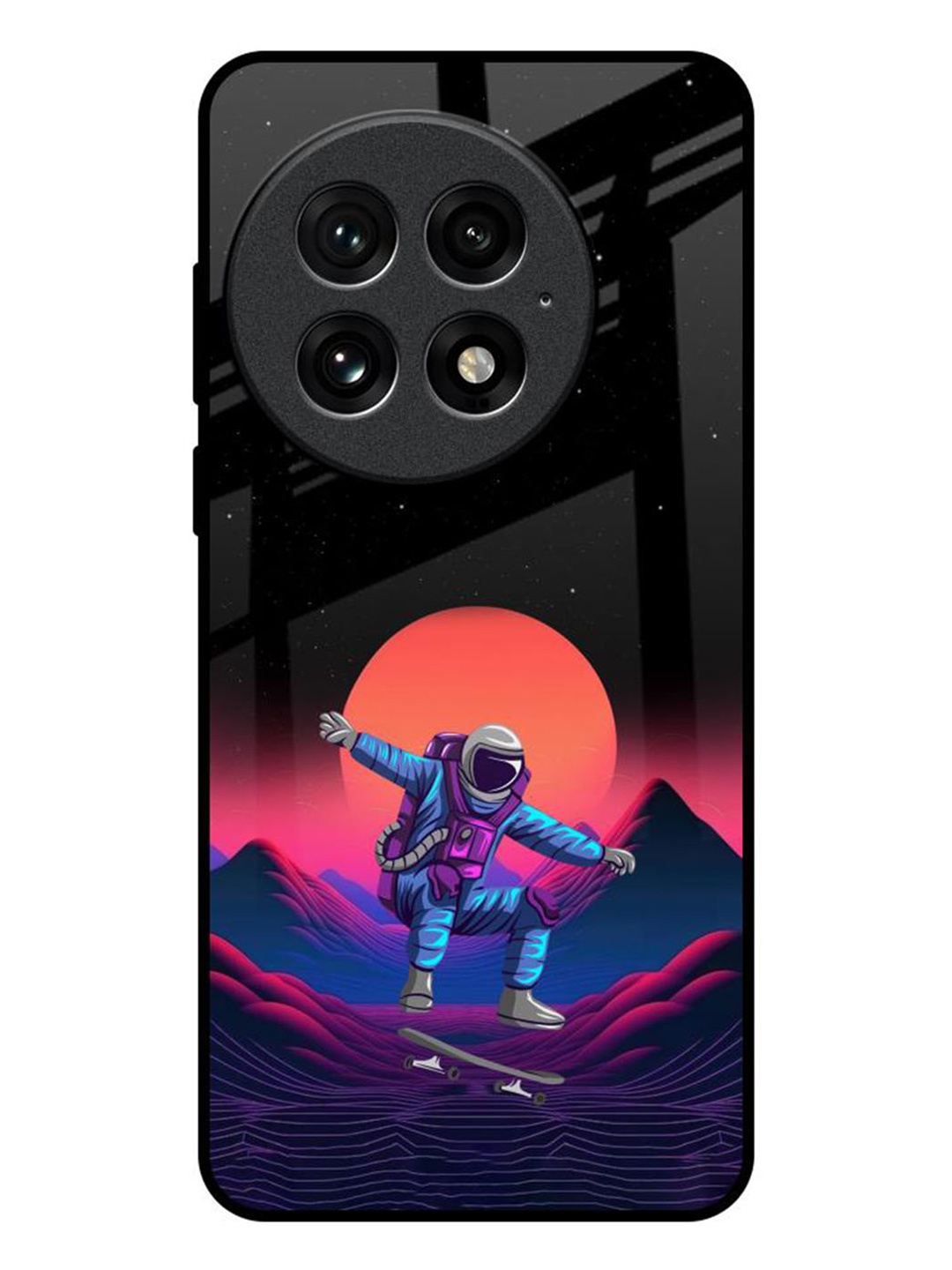 

QRIOH Retro Astronaut OnePlus 13 Impact Resistant Back Case, Black