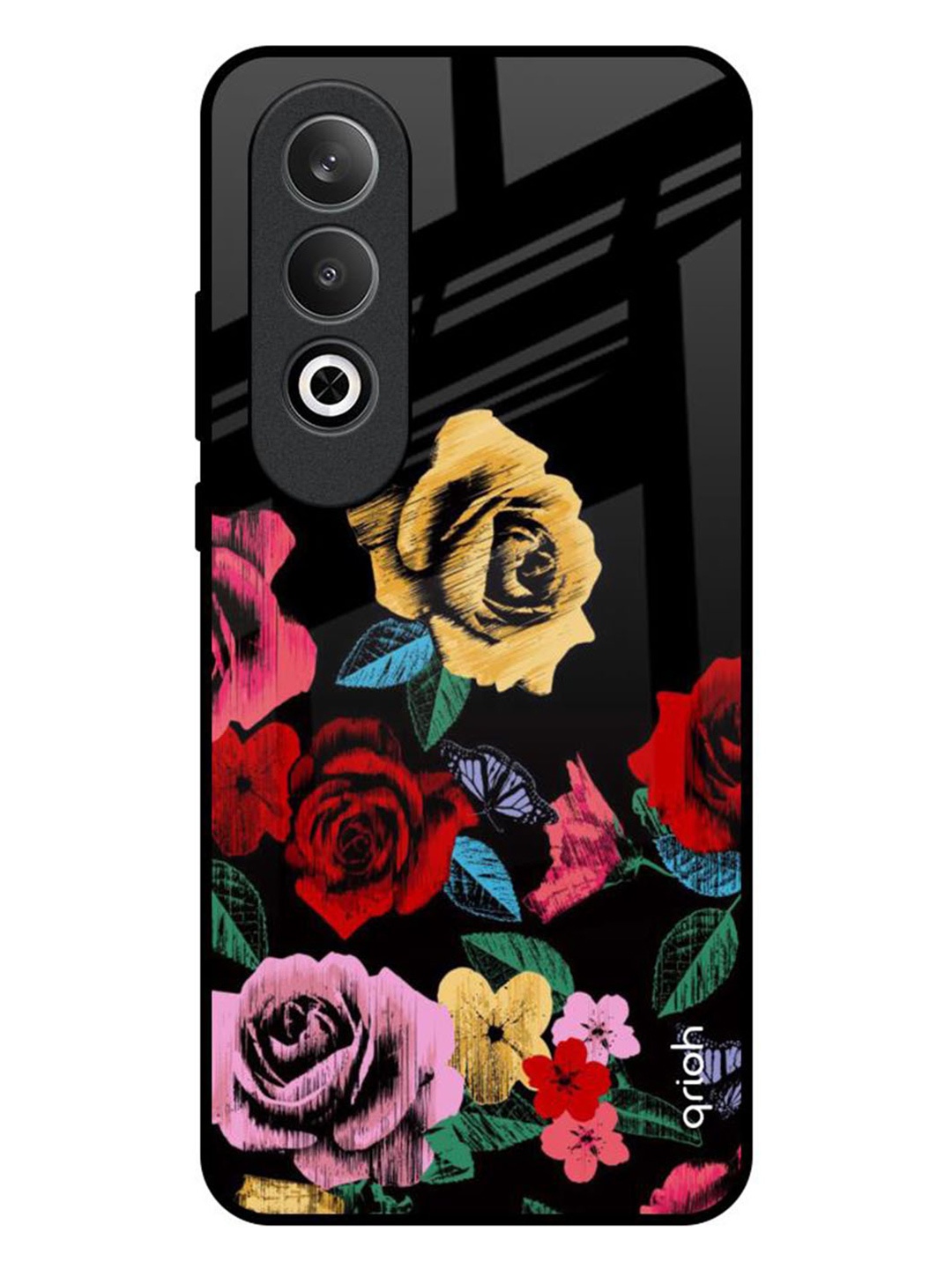 

QRIOH Floral Decorative OnePlus Nord CE4 5G Impact Resistant Back Case, Black