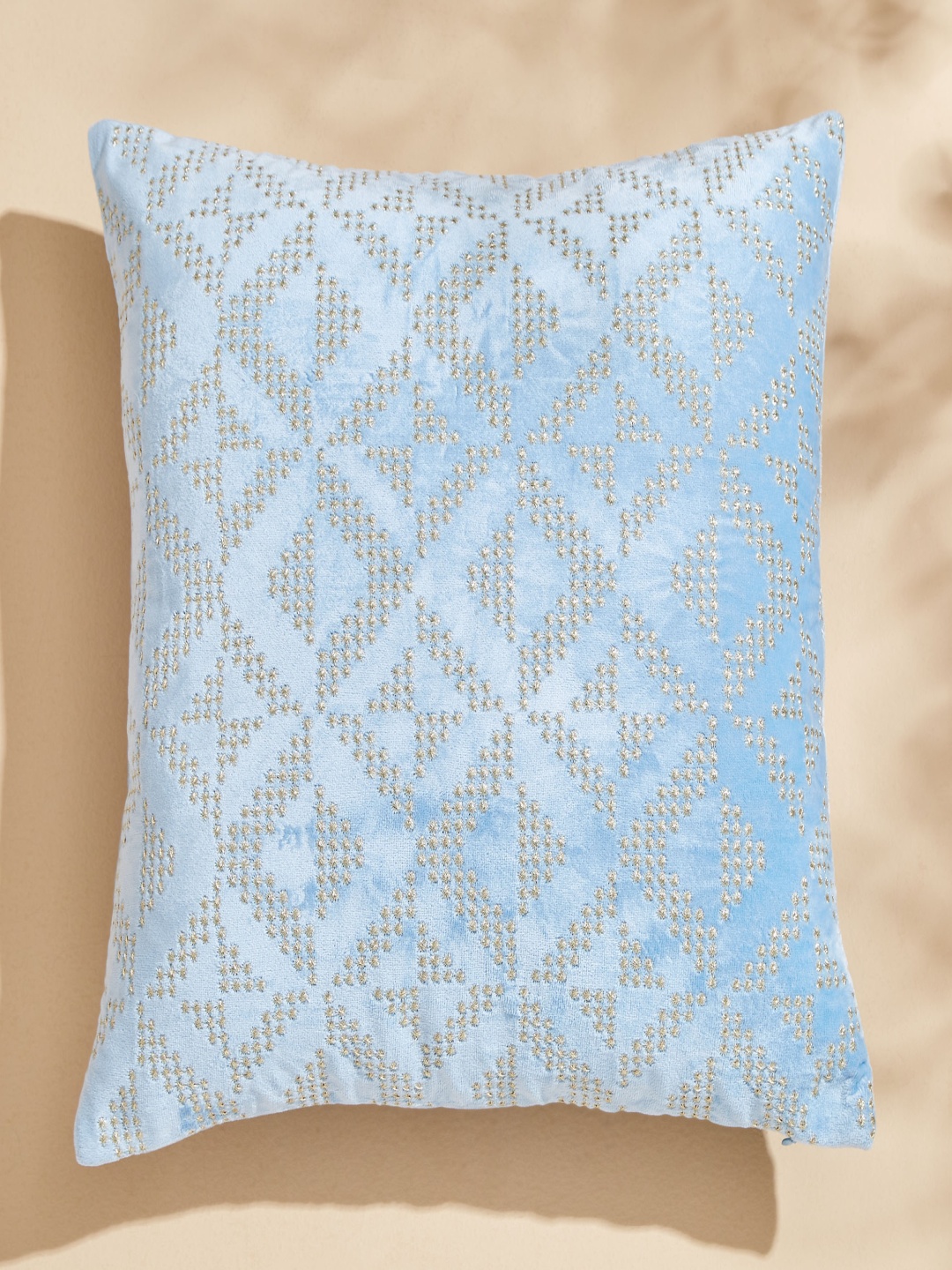 

Home Centre Endura Blue & White Embroidered Velvet Square Cushion Cover