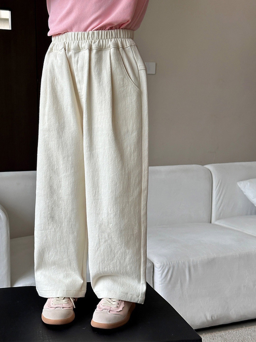 

LULU & SKY Girls Straight Fit Trousers, Off white
