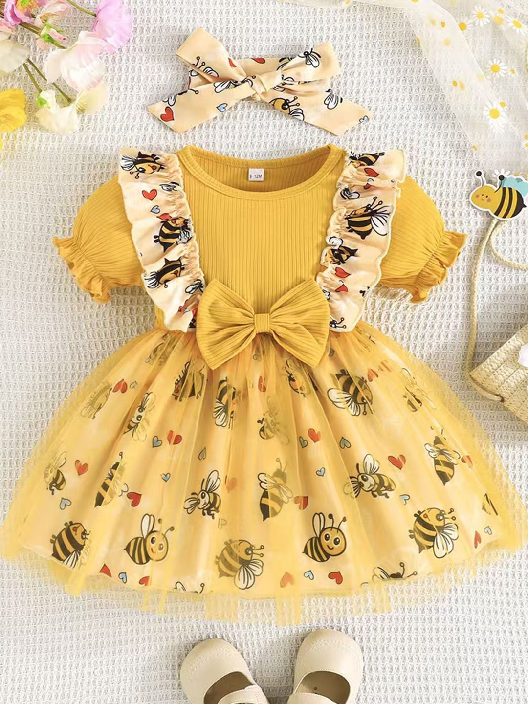 

Xsole Floral Print Fit & Flare Dress, Yellow
