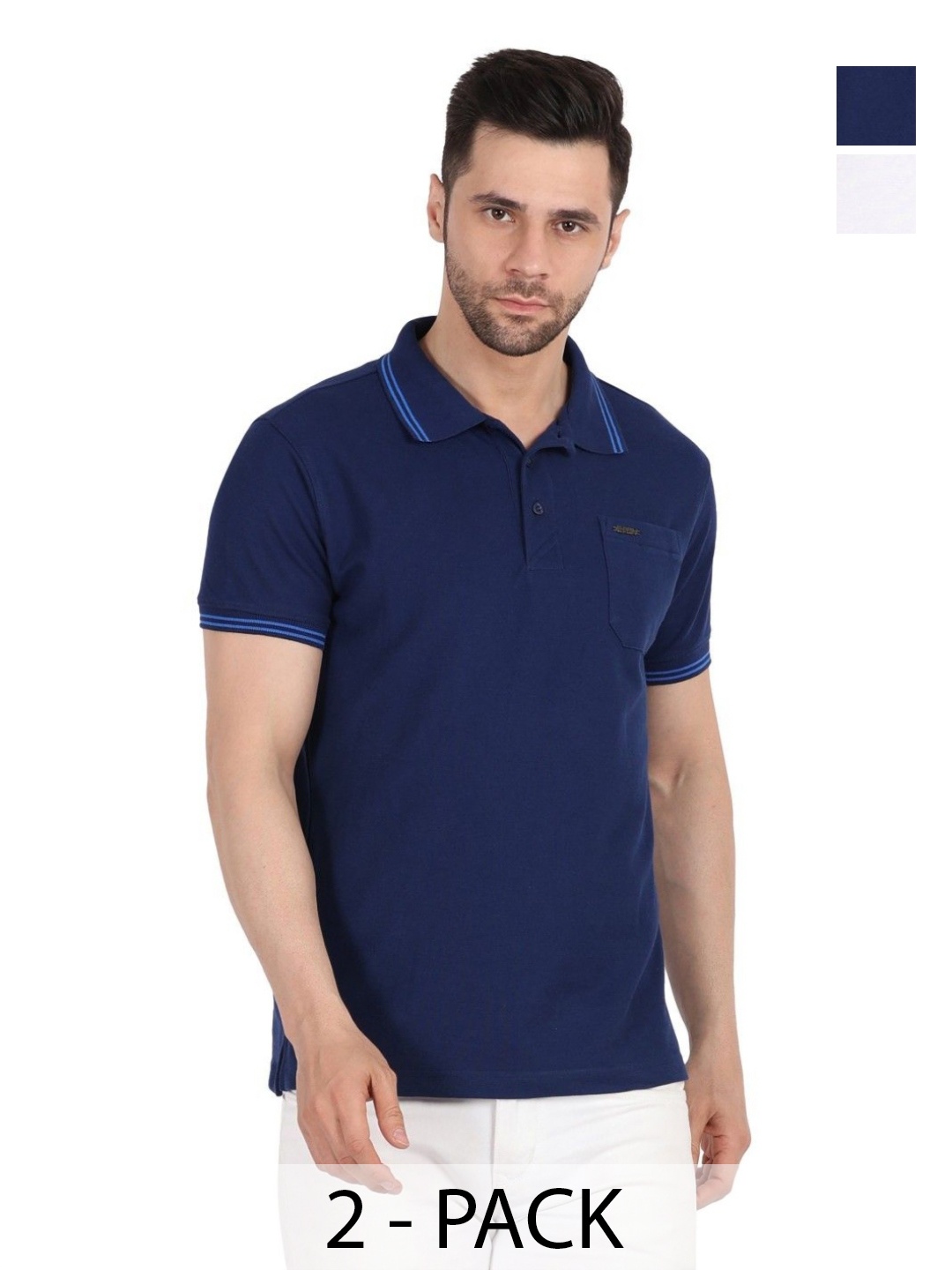 

EAZY Men 2 Polo Collar Pockets T-shirt, Navy blue