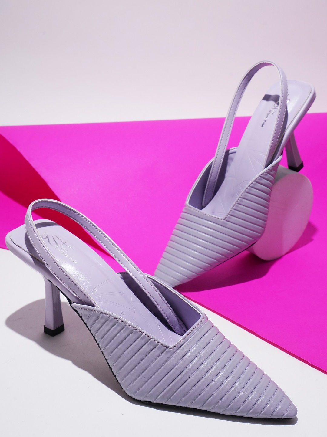 

Try Me Women Slim Heeled Pointed Toe Sandals, Purple