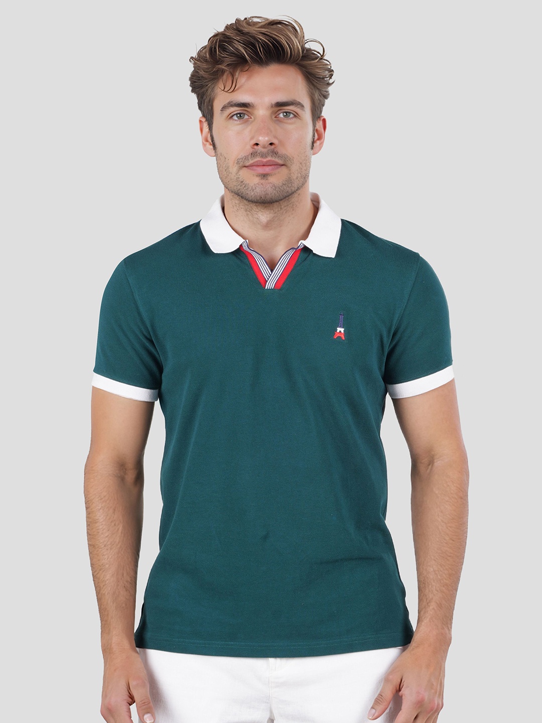 

Celio Men Polo Collar Applique T-shirt, Green
