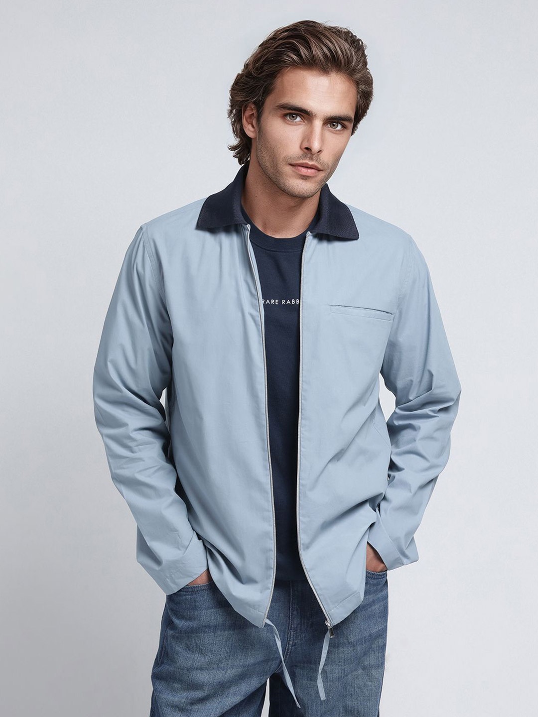 

RARE RABBIT Men Comfort Opaque Party Shirt, Blue