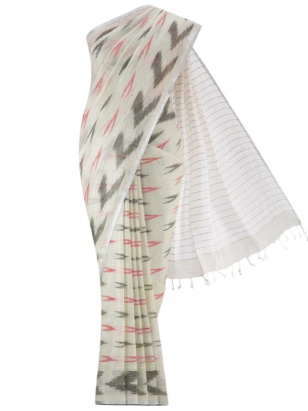 

Nalli Bagh Sequinned Pure Linen Saree, Green