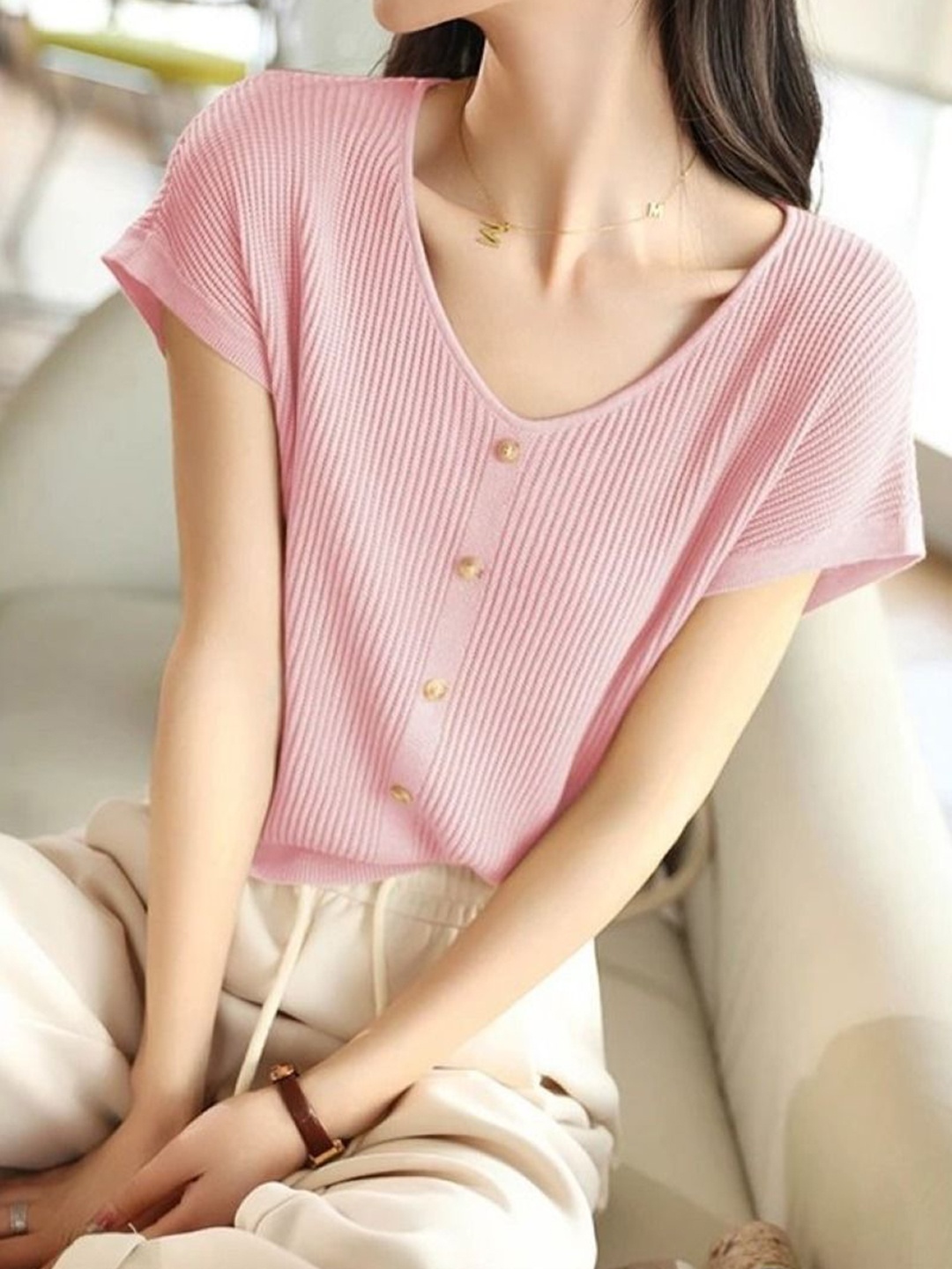 

StyleCast Women V-Neck T-shirt, Pink