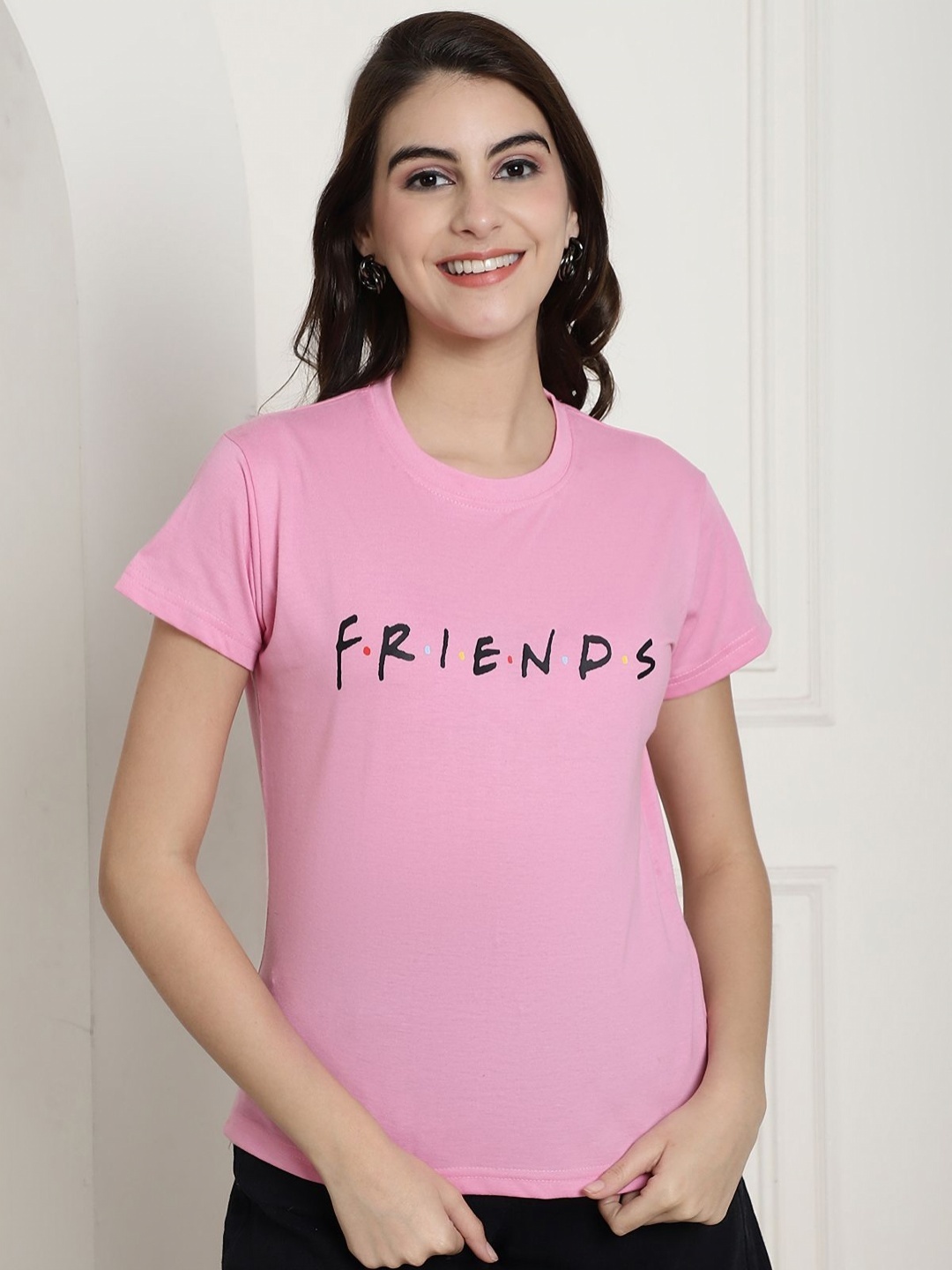 

Dreambe Women Typography Printed T-shirt, Pink