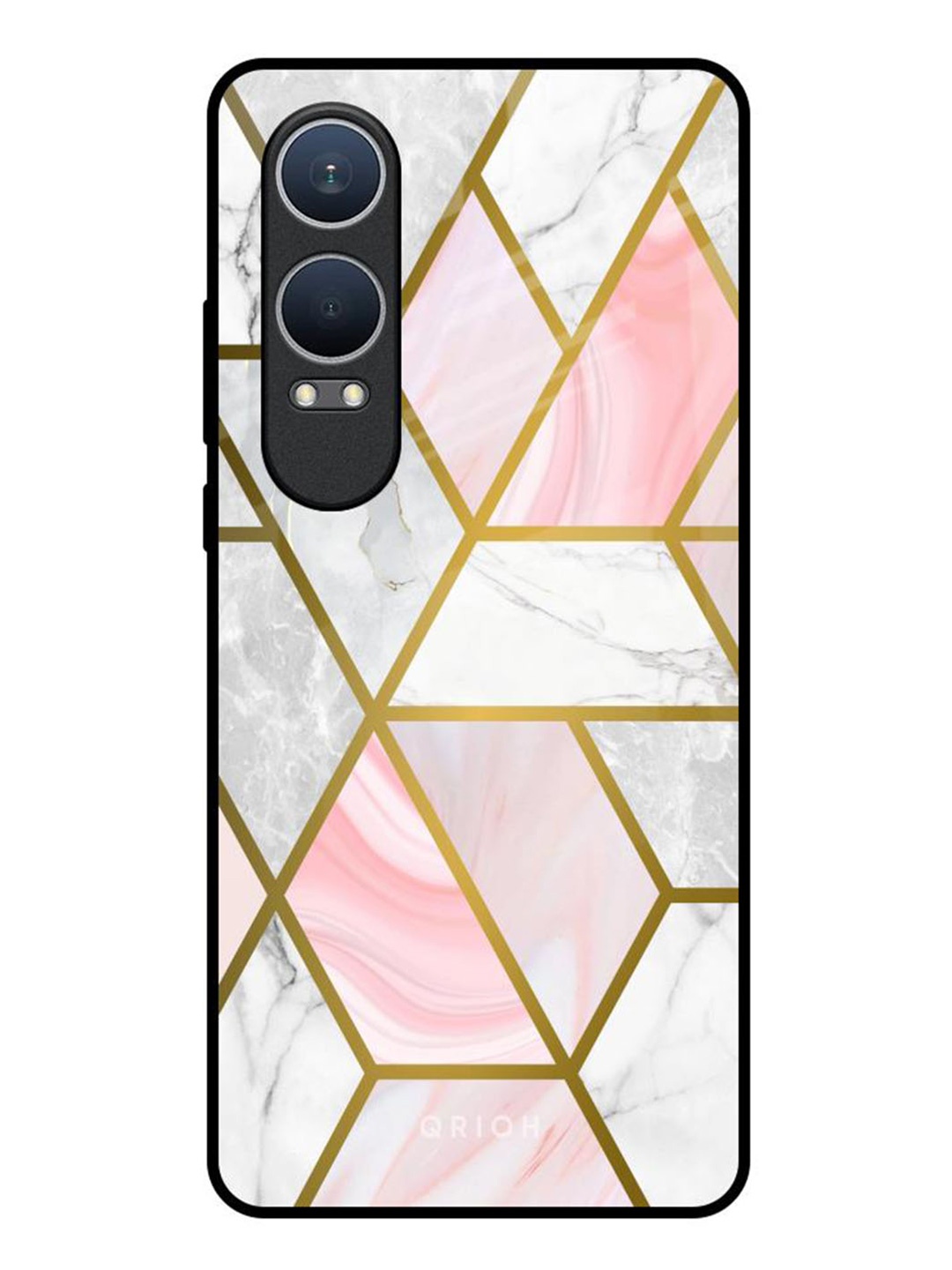 

QRIOH Geometrical Marble Real OnePlus Nord CE4 Lite 5G Impact Resistant Back Case, White