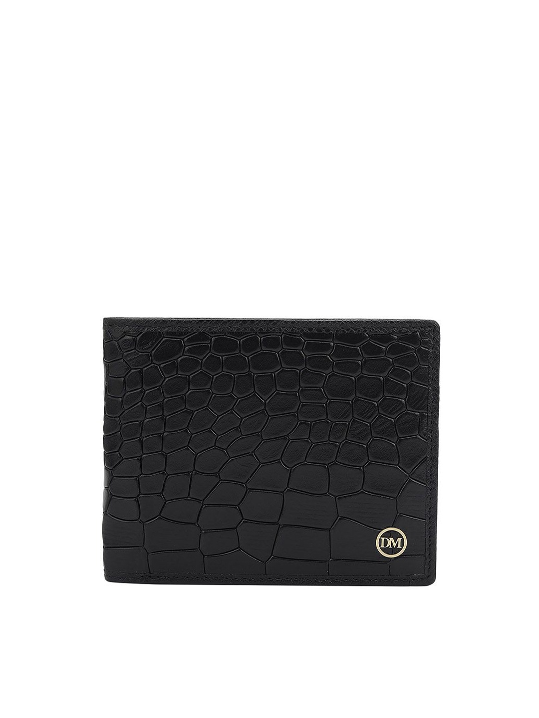 

Da Milano Men Textured Leather Two Fold Wallet, Black