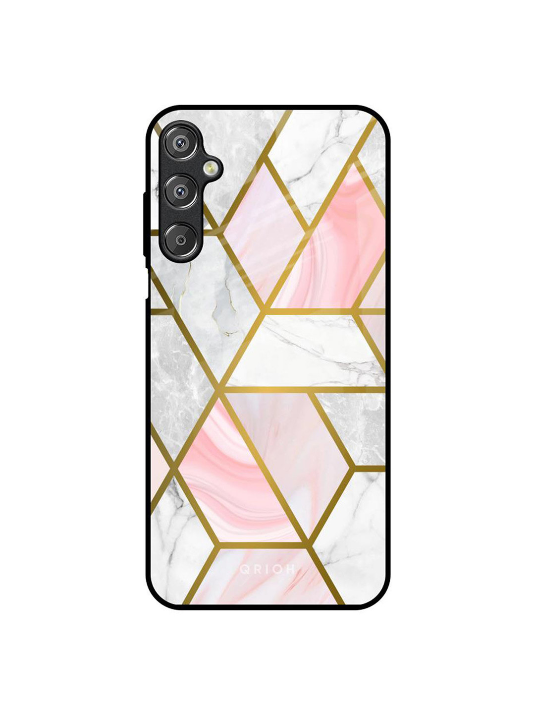 

QRIOH Geometrical Marble Real Samsung Galaxy F15 5G Impact Resistant Back Case, Pink