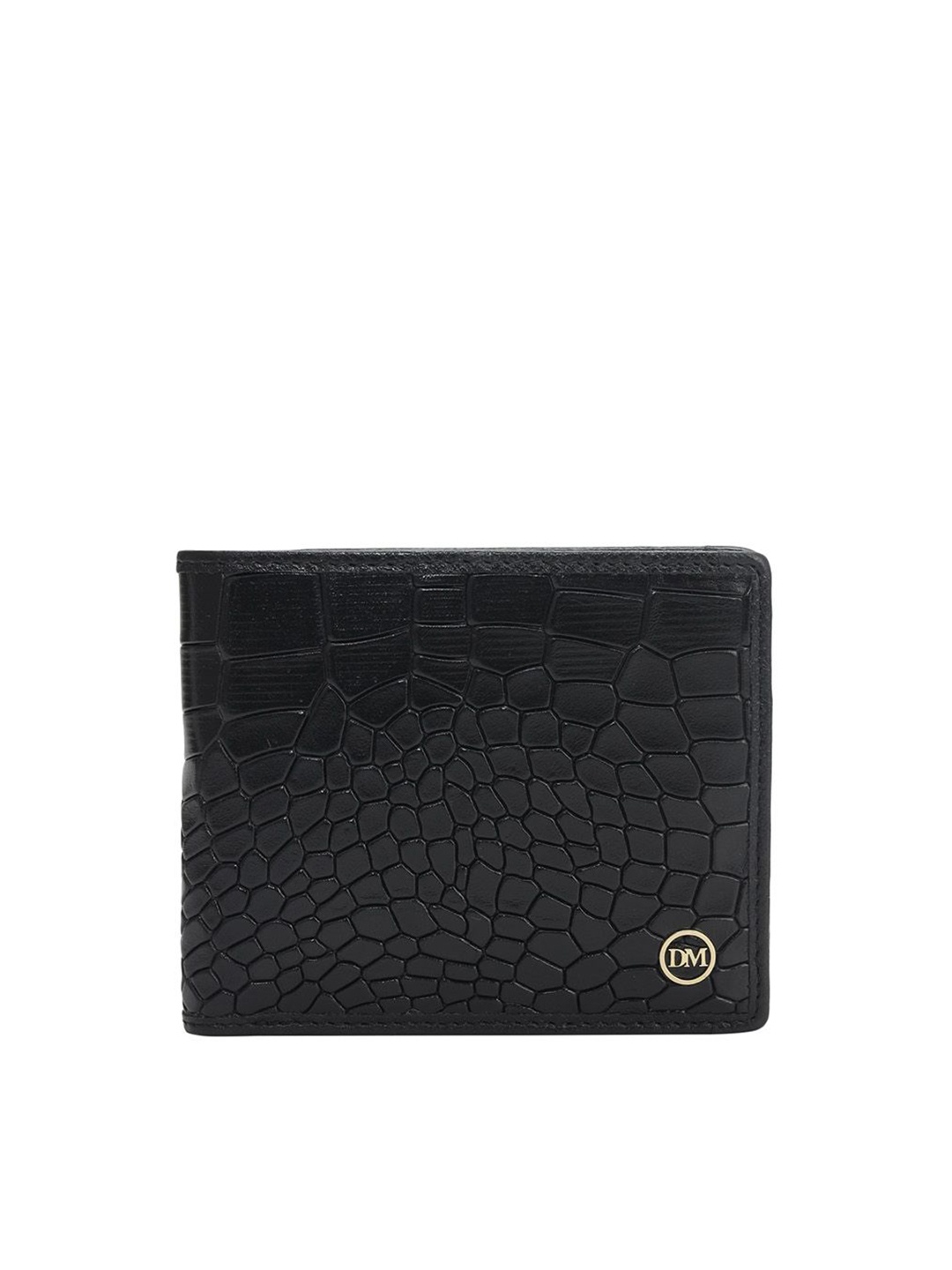 

Da Milano Men Textured Leather Two Fold Wallet, Black