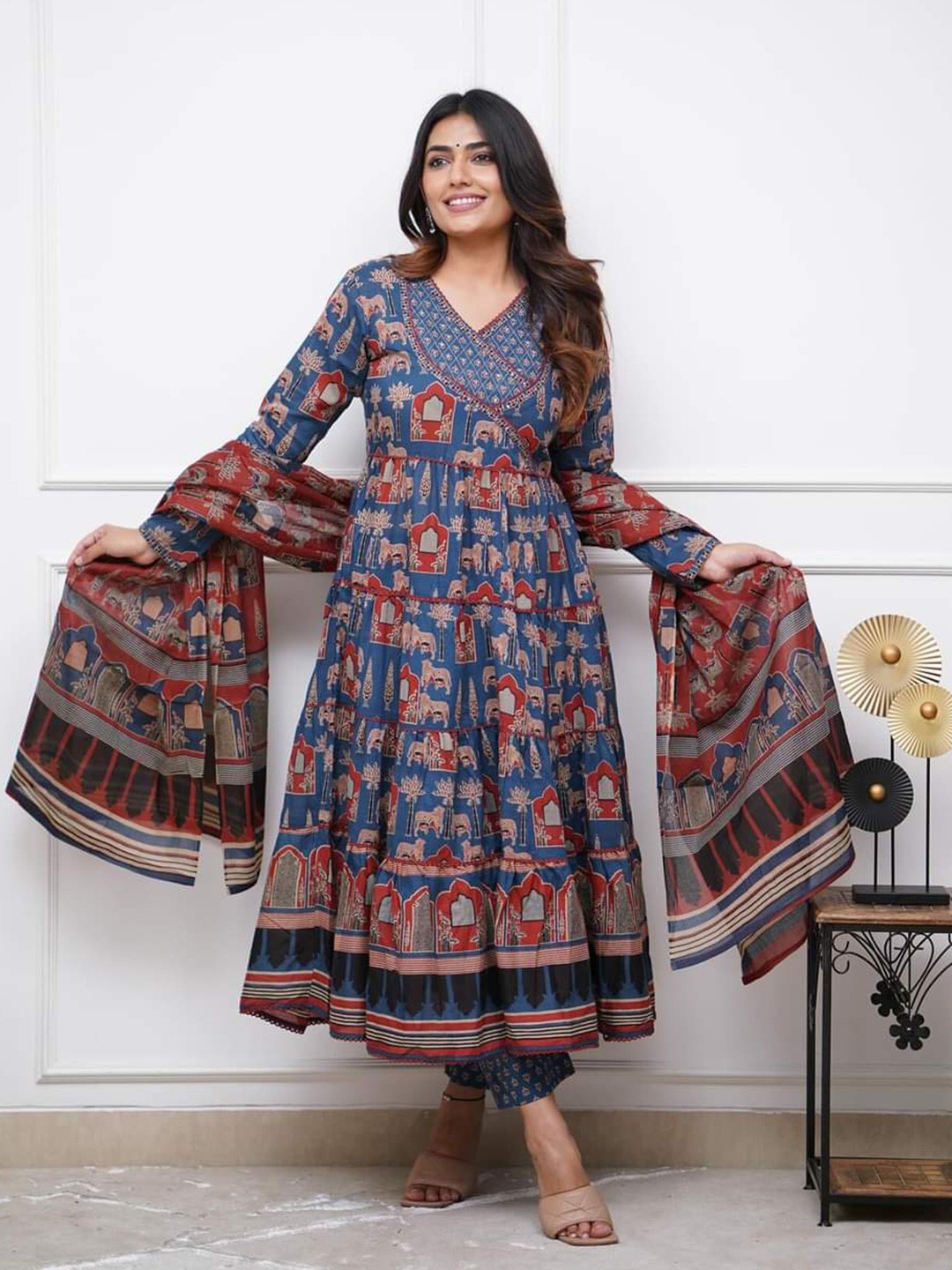 

KALINI Printed Regular Embroidery Pure Cotton Kurta & Pant With Dupatta, Blue