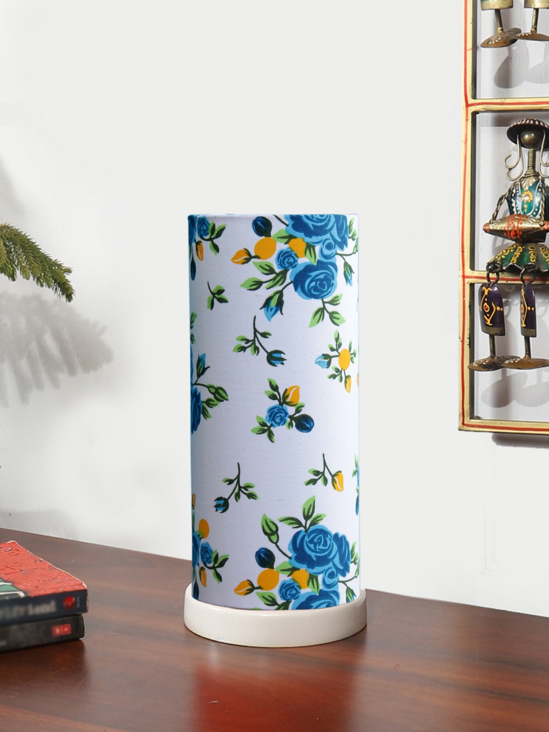 

Devansh White Printed Wooden Contemporary Cylindrical Shaped Table Lamp
