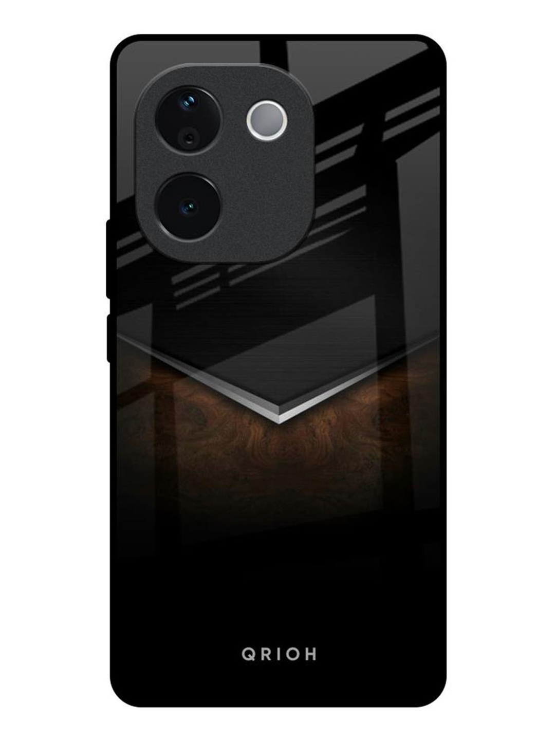

QRIOH Dark Walnut Real IQOO Z9s Pro 5G Impact Resistant Back Case, Black
