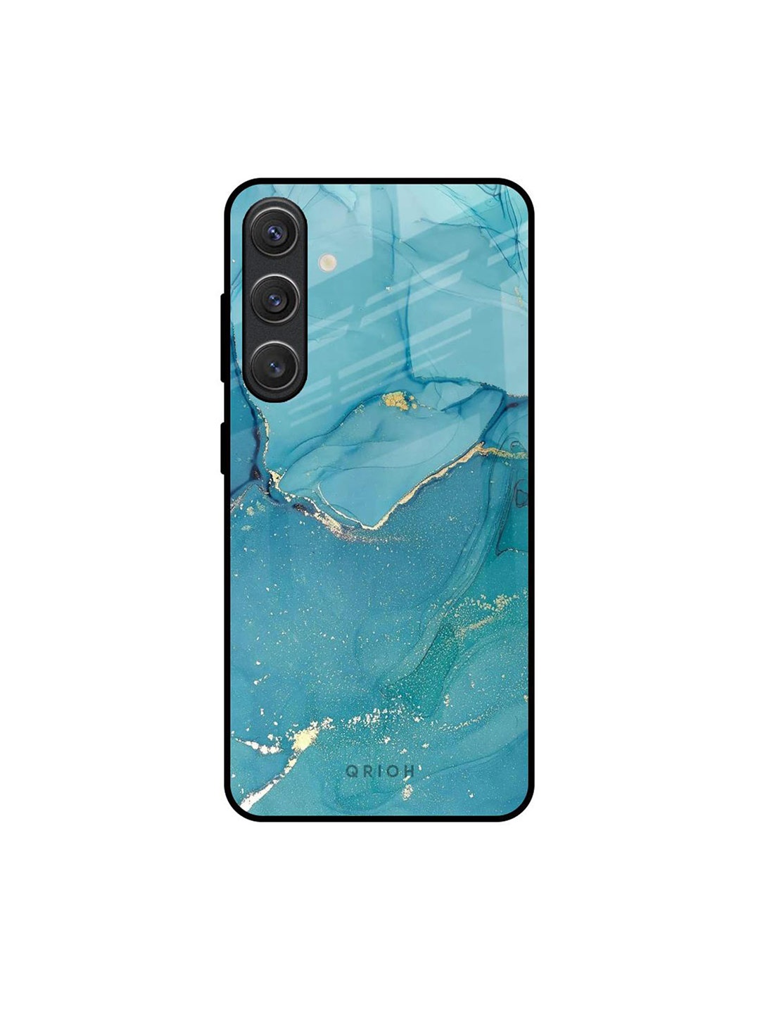 

QRIOH Blue Golden Glitter Real Samsung Galaxy S25 Plus 5G Impact Resistant Back Case