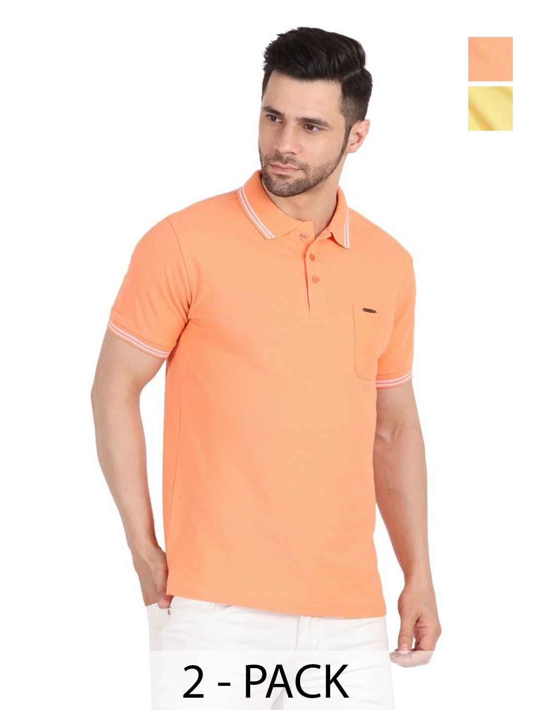 

EAZY Men 2 Polo Collar Pockets T-shirt, Yellow
