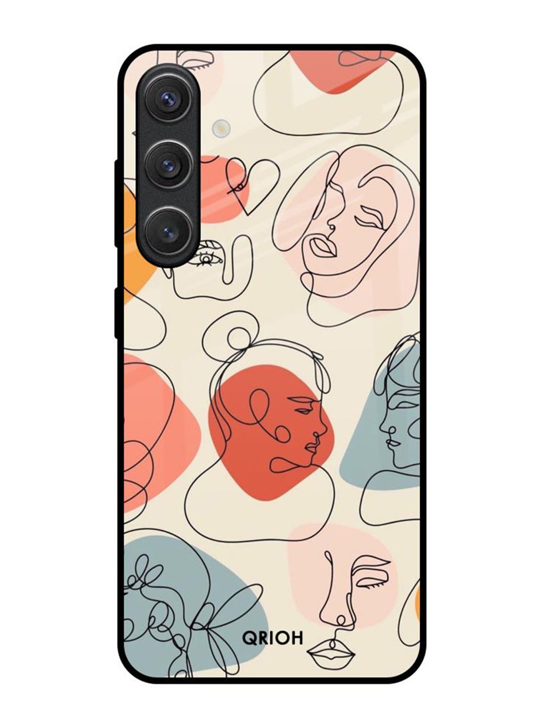 

QRIOH Abstract Faces Samsung Galaxy S25 5G Impact Resistant Back Case, Cream