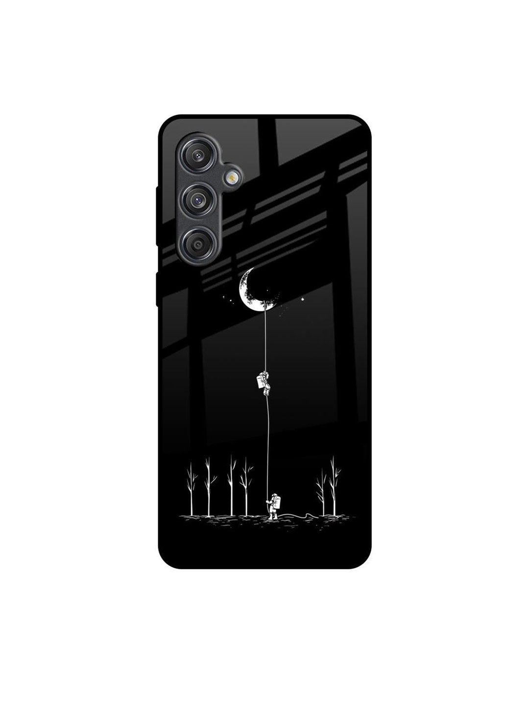 

QRIOH Catch the Moon Real Samsung Galaxy M55 5G Impact Resistant Back Case, Black