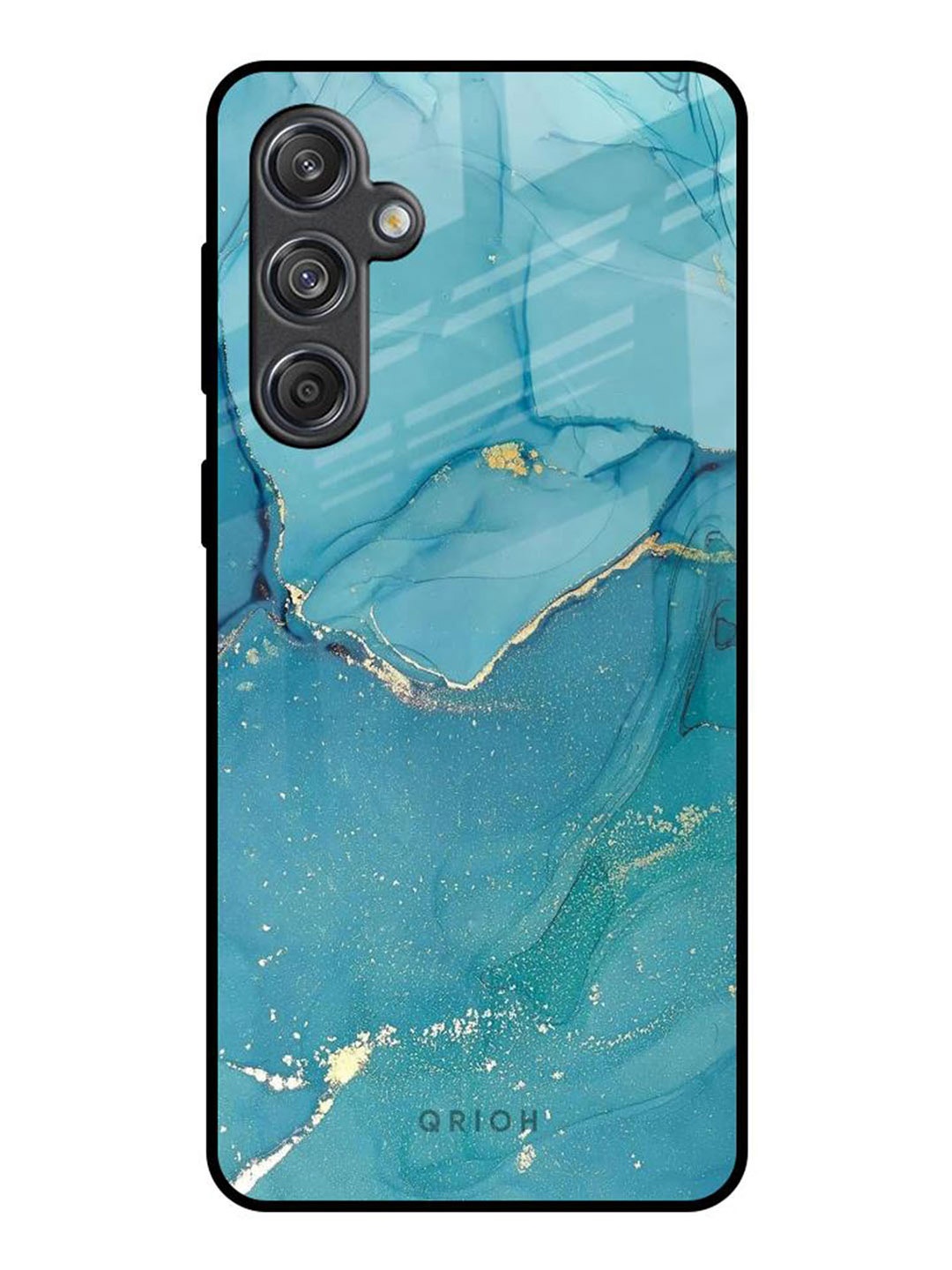 

QRIOH Blue Golden Glitter Real Samsung Galaxy M55 5G Impact Resistant Back Case