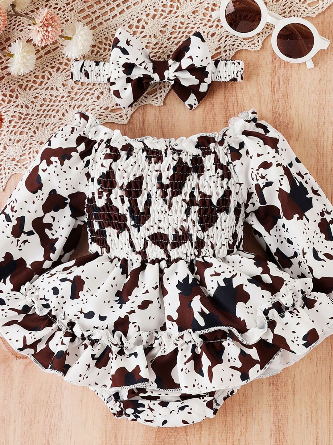 

Xsole Floral Print Fit & Flare Dress, Brown