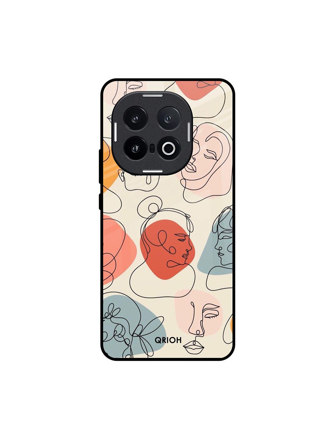 

QRIOH Abstract Faces IQOO 13 5G Impact Resistant Back Case, Cream