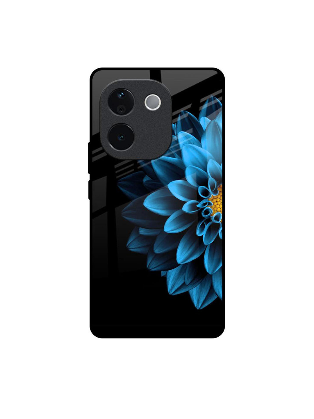 

QRIOH Half Blue Flower Real Vivo T3 Pro 5G Impact Resistant Back Case, Black