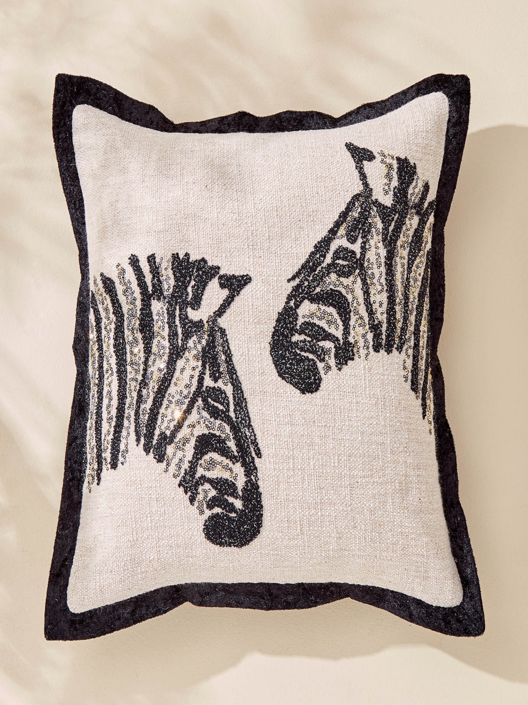

Home Centre Plushify Beige & Black Embellished Square Cushion Covers