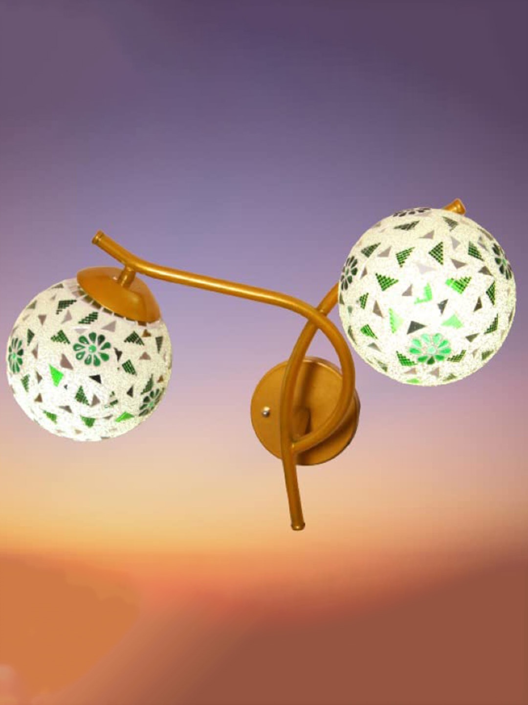 

KINIS Gold-Toned & White Floral Printed Metal Spherical Shaped Wall Lamp