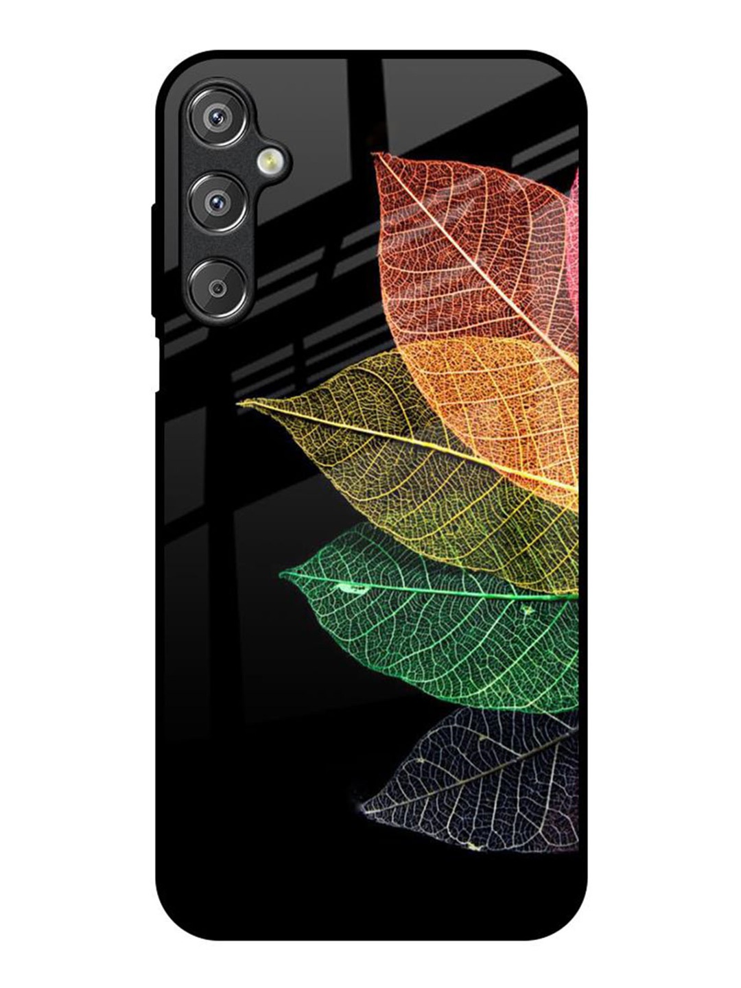 

QRIOH Colorful Leaves Real Samsung Galaxy F15 5G Impact Resistant Back Case, Black
